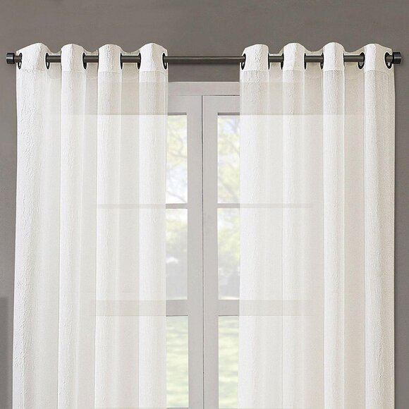 NWT Regal Home Voile` Sheer Grommet Top Single Curtain Panel Ivory 50" x 63" - Picture 3 of 6